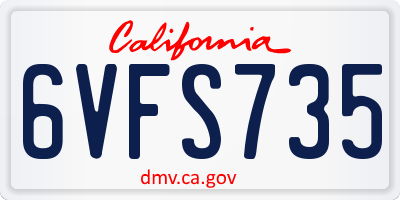 CA license plate 6VFS735