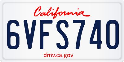 CA license plate 6VFS740