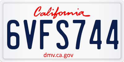 CA license plate 6VFS744