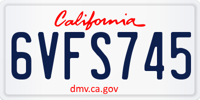 CA license plate 6VFS745