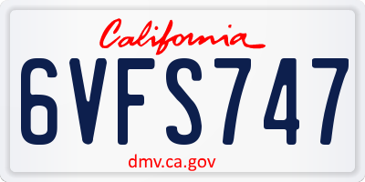 CA license plate 6VFS747
