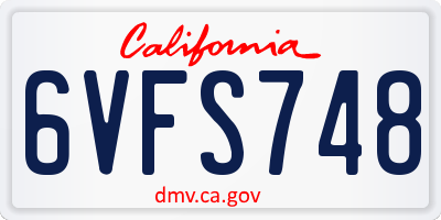 CA license plate 6VFS748