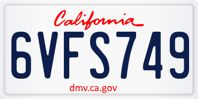 CA license plate 6VFS749