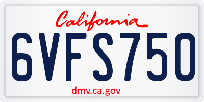 CA license plate 6VFS750
