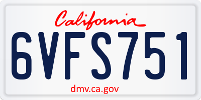CA license plate 6VFS751