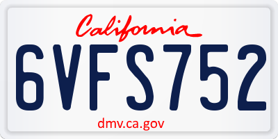 CA license plate 6VFS752