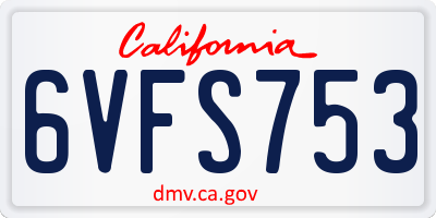 CA license plate 6VFS753