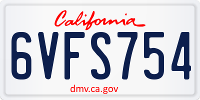 CA license plate 6VFS754