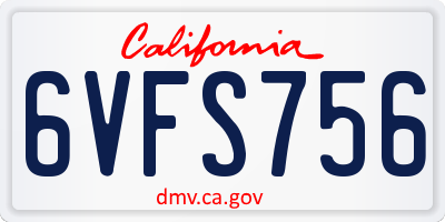 CA license plate 6VFS756
