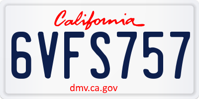 CA license plate 6VFS757