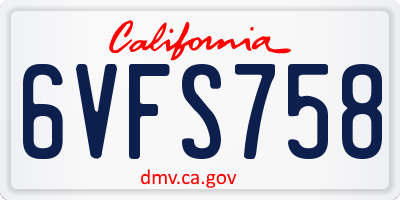 CA license plate 6VFS758