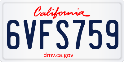 CA license plate 6VFS759