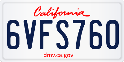 CA license plate 6VFS760