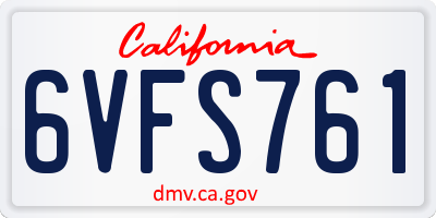 CA license plate 6VFS761