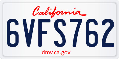 CA license plate 6VFS762