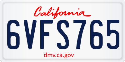 CA license plate 6VFS765