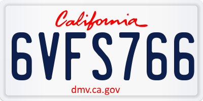 CA license plate 6VFS766