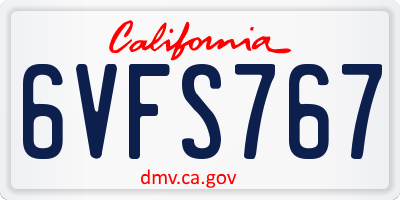 CA license plate 6VFS767