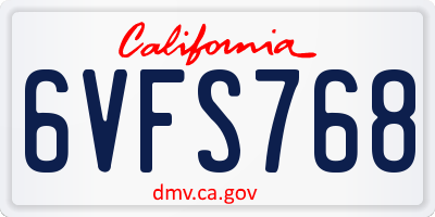 CA license plate 6VFS768