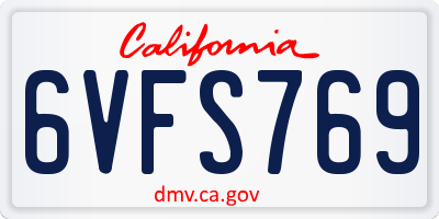 CA license plate 6VFS769