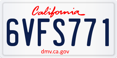 CA license plate 6VFS771