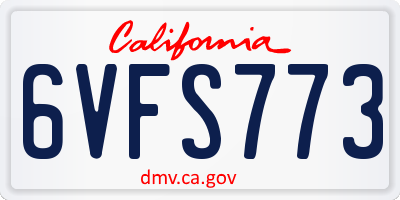 CA license plate 6VFS773