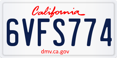 CA license plate 6VFS774