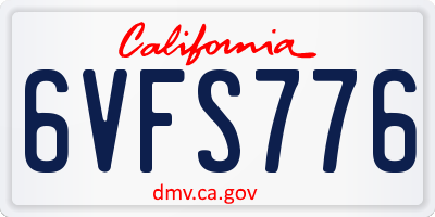 CA license plate 6VFS776