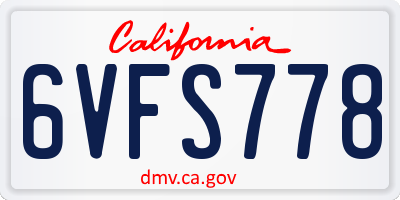 CA license plate 6VFS778