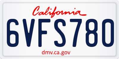 CA license plate 6VFS780