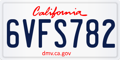CA license plate 6VFS782