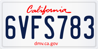 CA license plate 6VFS783