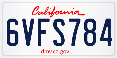 CA license plate 6VFS784