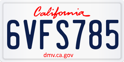 CA license plate 6VFS785
