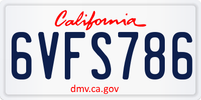 CA license plate 6VFS786