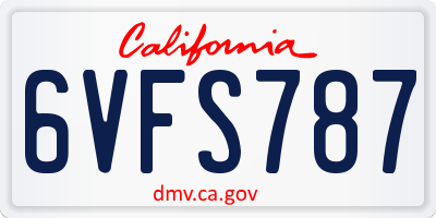 CA license plate 6VFS787