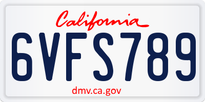 CA license plate 6VFS789