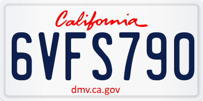 CA license plate 6VFS790