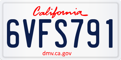 CA license plate 6VFS791