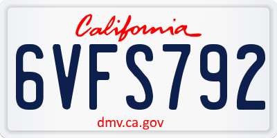 CA license plate 6VFS792