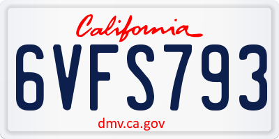 CA license plate 6VFS793