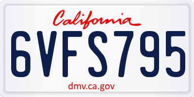 CA license plate 6VFS795