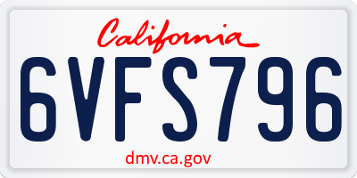 CA license plate 6VFS796
