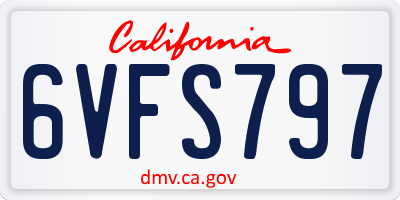 CA license plate 6VFS797