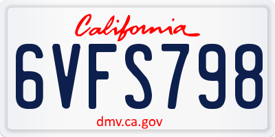 CA license plate 6VFS798