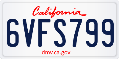 CA license plate 6VFS799