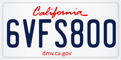 CA license plate 6VFS800