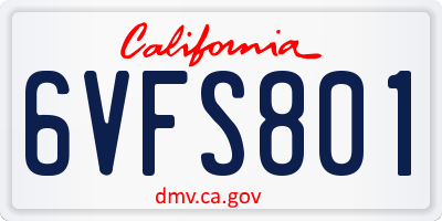 CA license plate 6VFS801