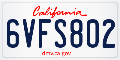 CA license plate 6VFS802
