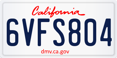 CA license plate 6VFS804